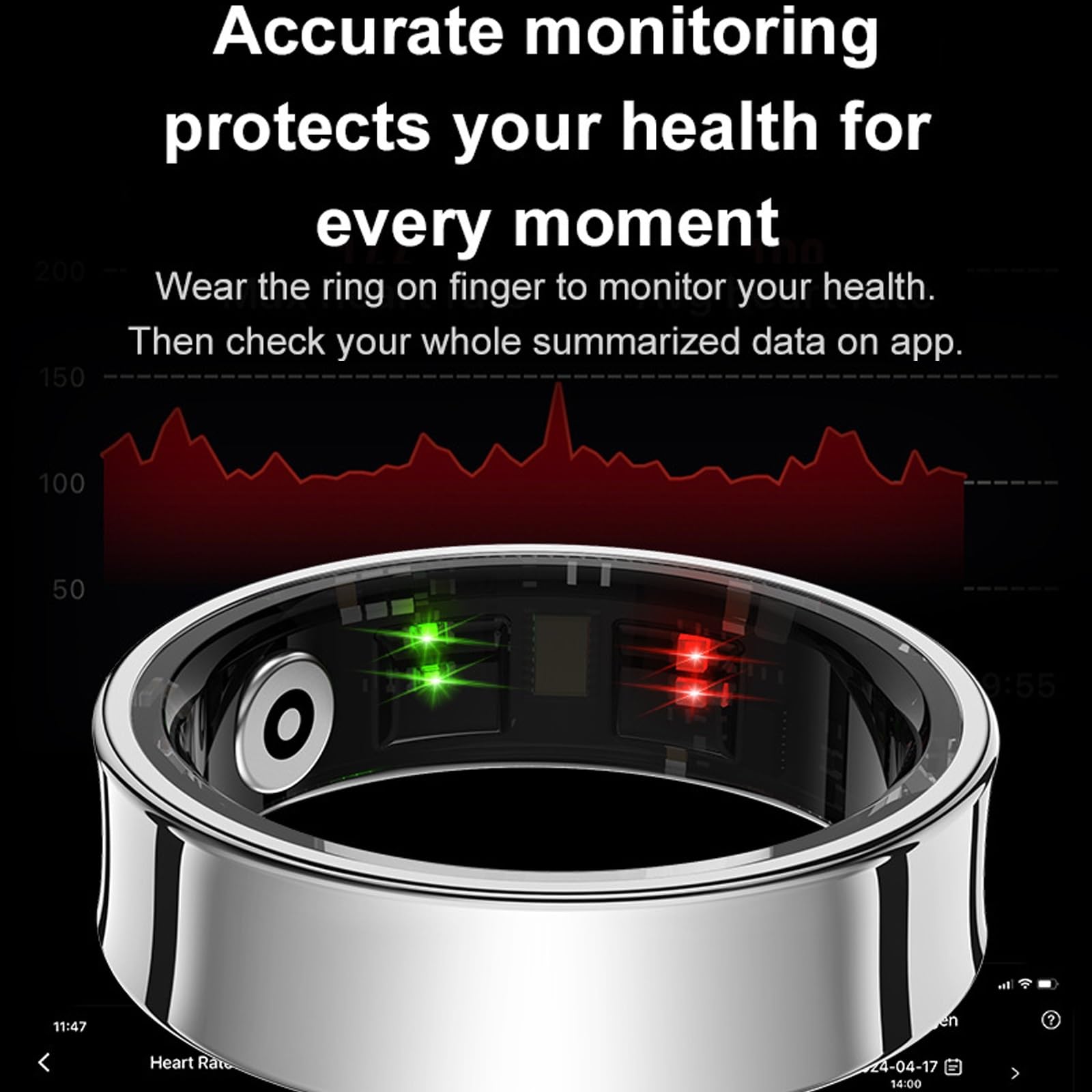 Korons Smart Ring, Anello for La Salute Con Ip68 Impermeabile, Leggero E Confortevole, Compatibile Con Android E Ios, Dispositivo Indossabile, Contapassi E Monitoraggio Della Distanza(Silver,#7)