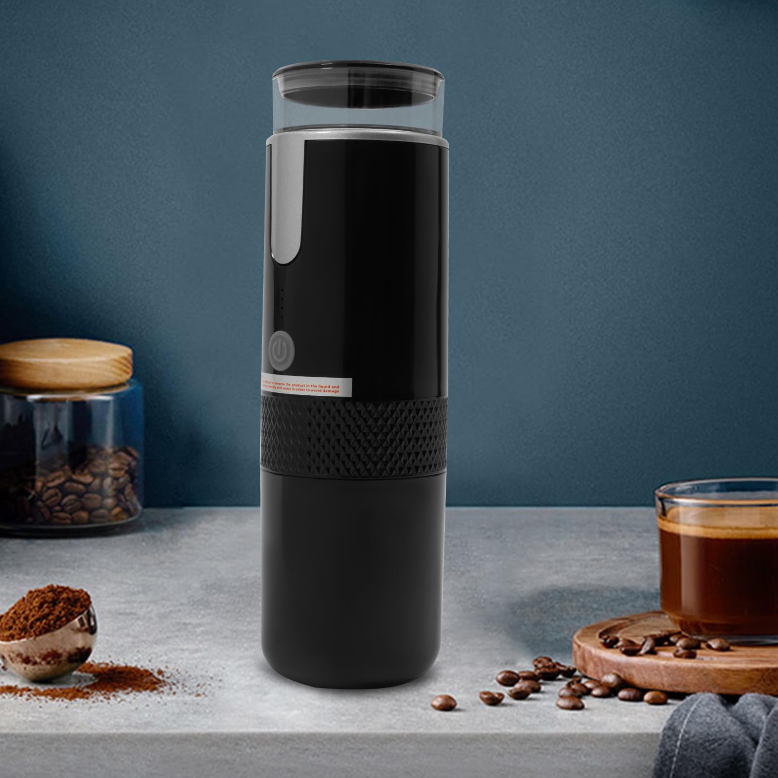 Cafetera de café portátil eléctrica recargable de 12 V con calefacción de un solo toque, compatible con cápsulas NS y café molido para viajes de camping en casa