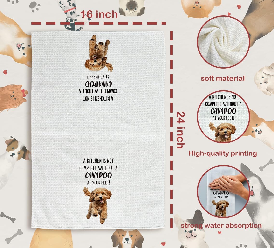 Cavapoo Dog Gifts Kitchen Towels, Cavapoo Gifts for Cavapoo DogMom, Cavapoo Dog Hand Towels, Cavapoo Dogs Dishcloths Tea Towel Dish Towels for Kitchen, CavapooDog Kitchen Decor, 16x24inch - Image 7