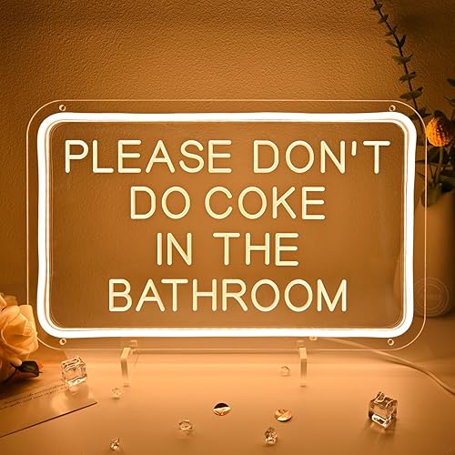 Miniatura 9 de Planzo Letrero de neón LED rosa con texto en inglés Please Dont Do Coke In The Bath para el hogar dormitorio baño sala de juegos bar tienda
