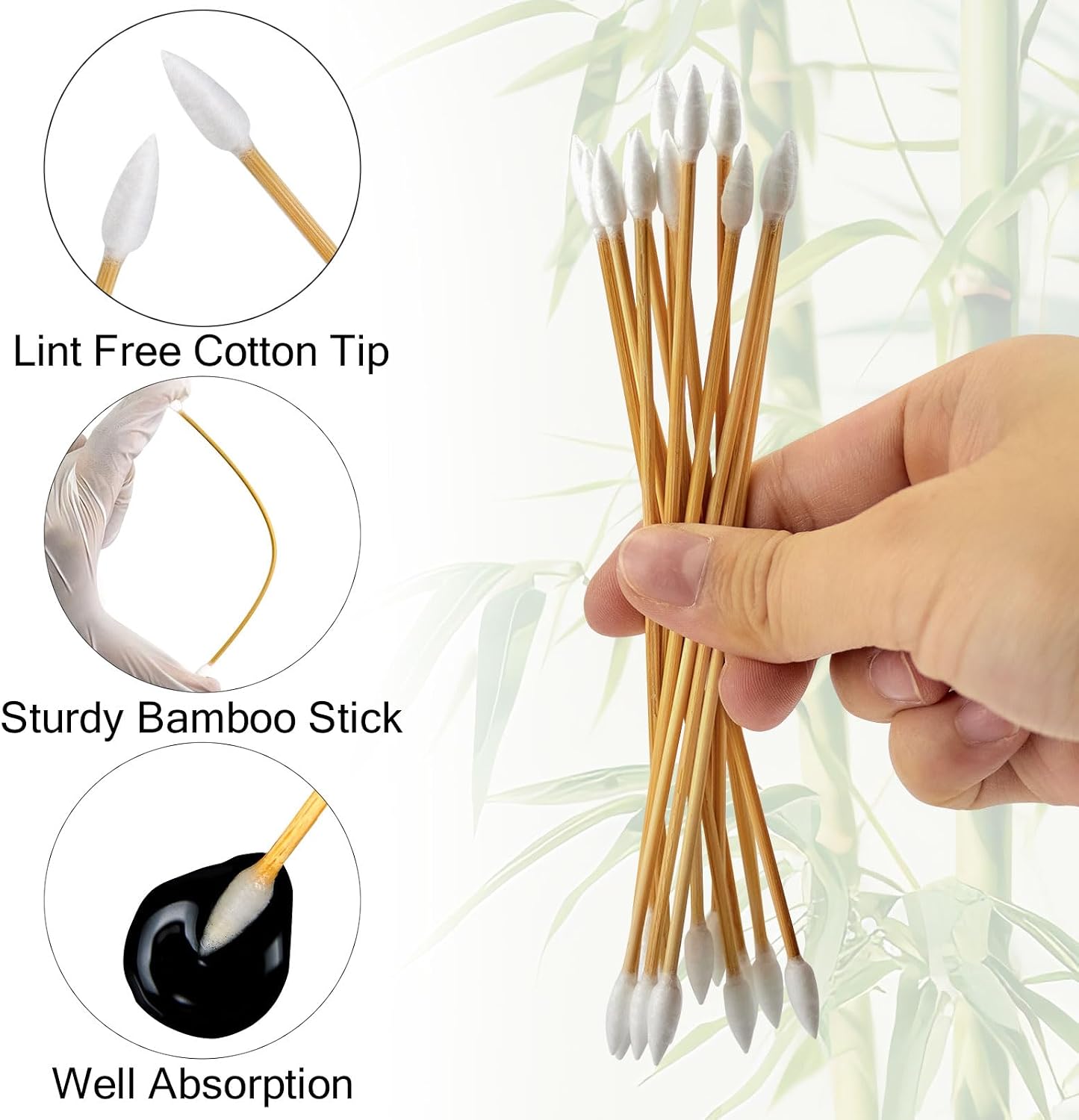 Gun Cleaning Swabs, FSC Bamboo Handle, 6-Inch Double-Ended