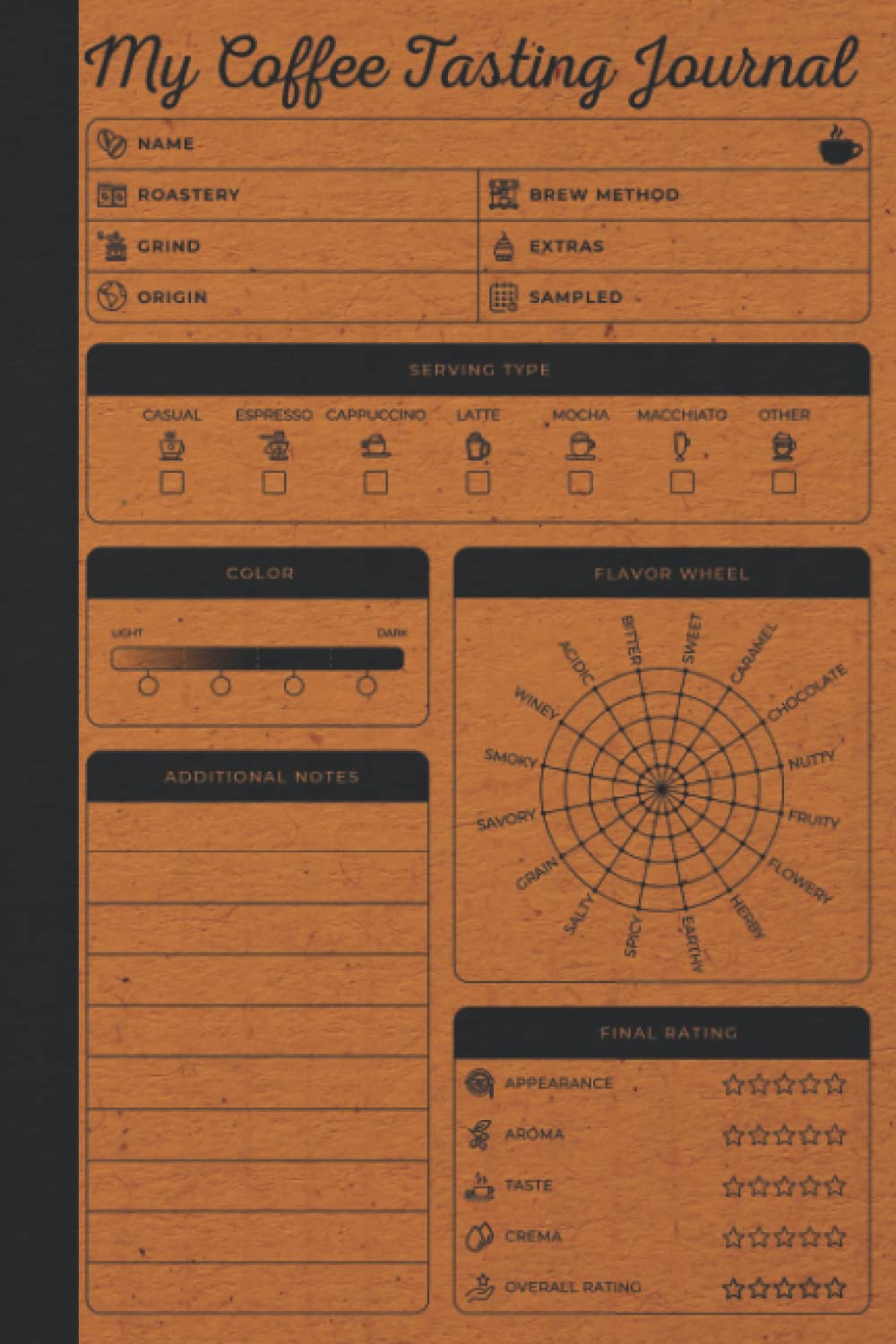 My Coffee Tasting Journal: Coffee Log Book With Coffee Tasting Wheel & Color Meter To Track & Rate Coffee Varieties And Roasts - Coffee Drinkers Notebook - Coffee Lovers Gifts
