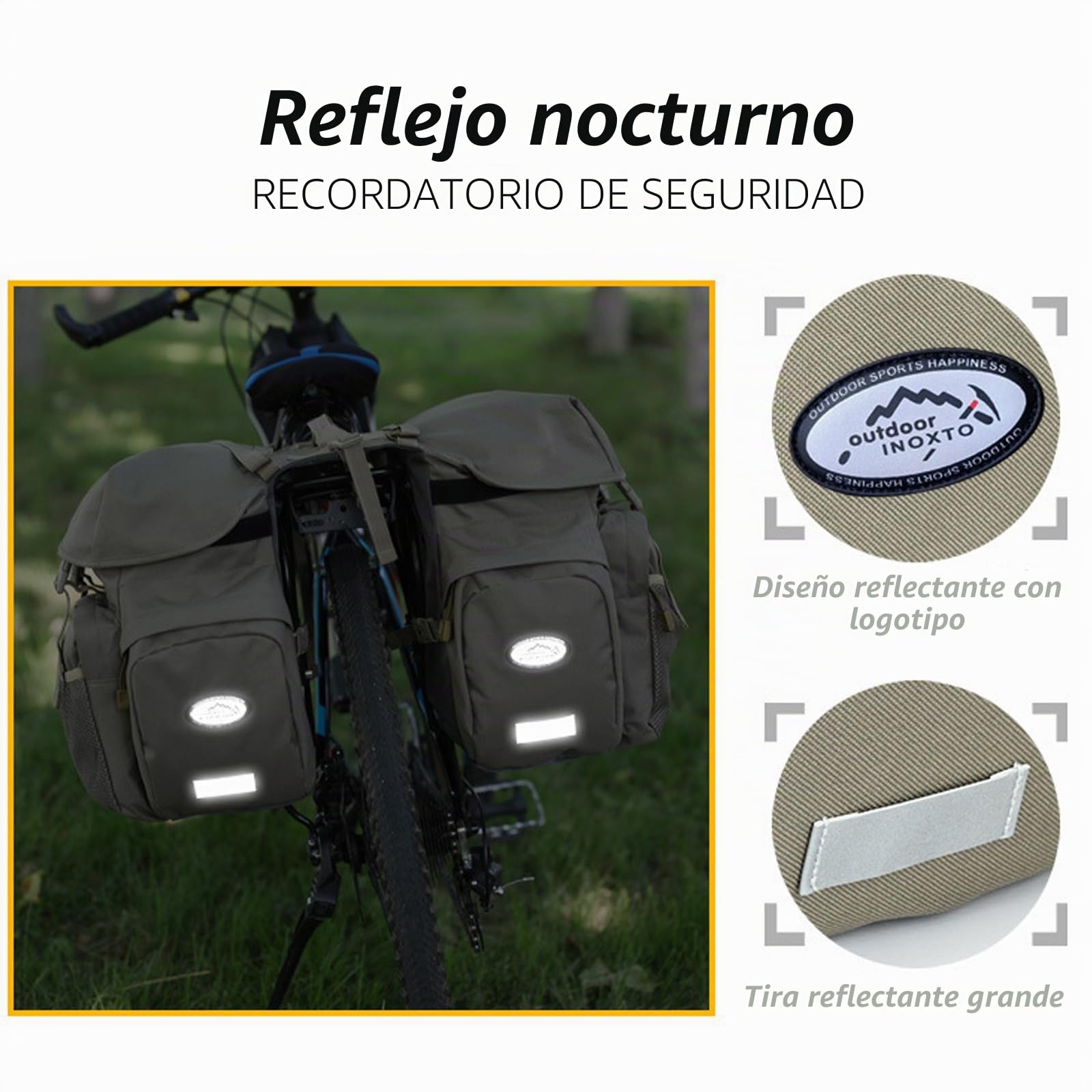 Alforjas Bicicleta,Canvas Ciclismo Bicicleta Alforja Asiento Trasero Bolsa Portaequipajes, Impermeable, Enrollable, Negro (Negro -)