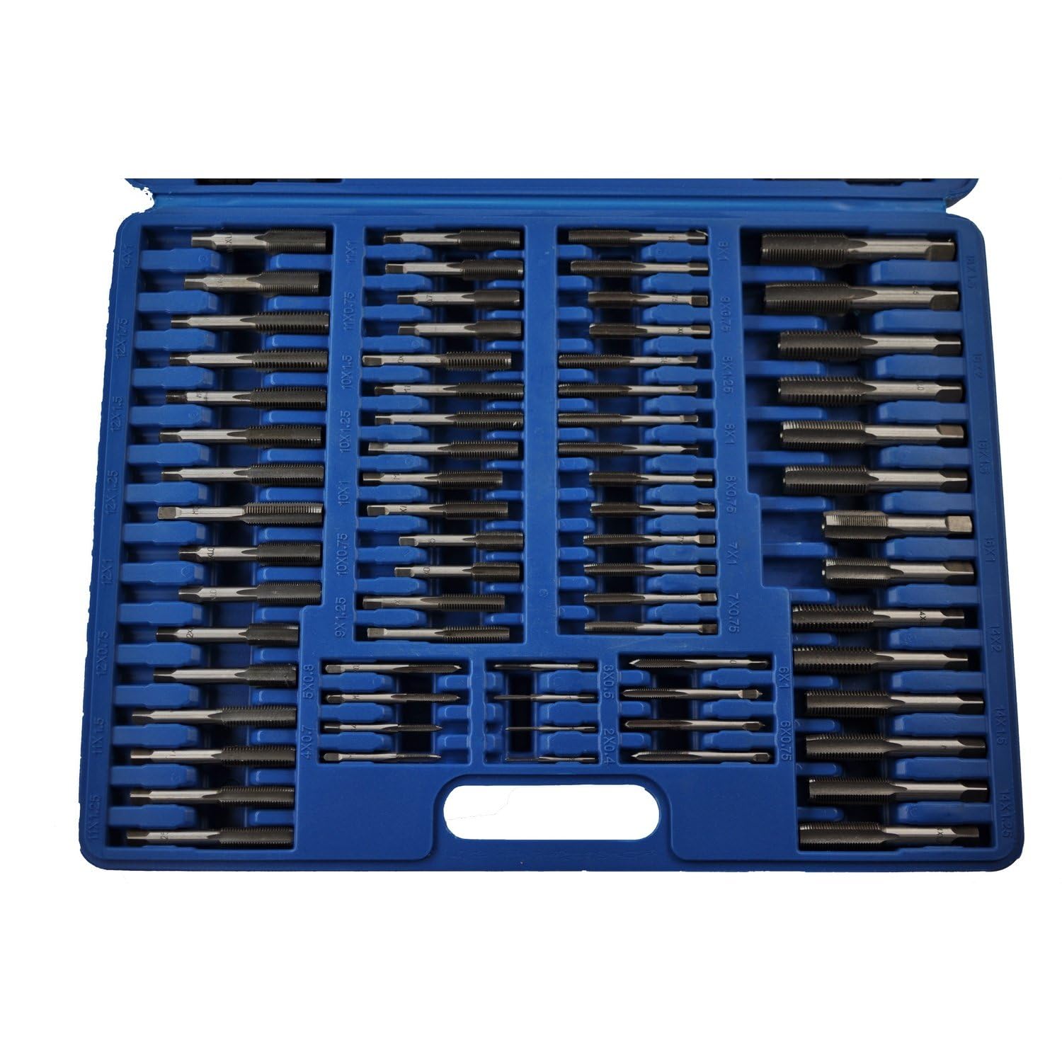 TSX TOOL Set Maschi e Filiere Metrici 110 Pezzi M2-M18 Acciaio Trattato con Cassetta Portautensili