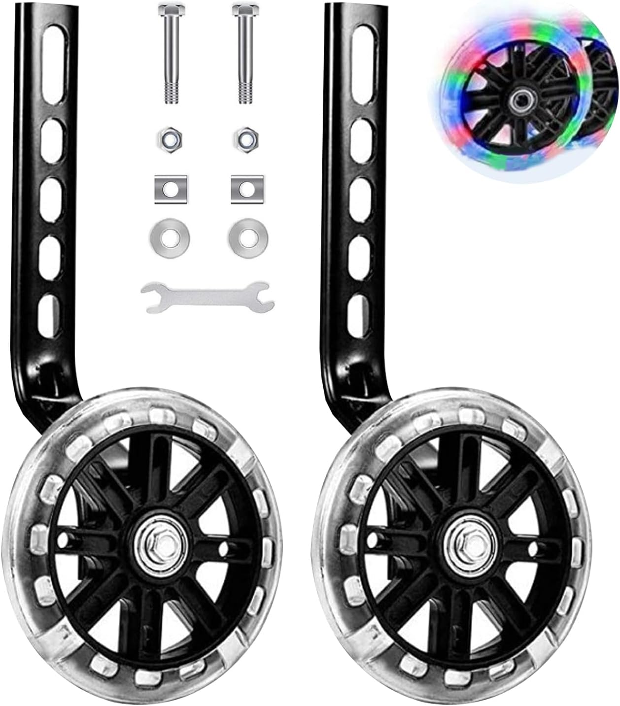 Bike Stabilisers for Childs Bikes,Bicycle Training Flash Wheels for Kids,Children Bike Stabilizers Support Wheels 12 14 16 18 20 Inch with Adjustable Bicycle Stabiliser Mounted Kit