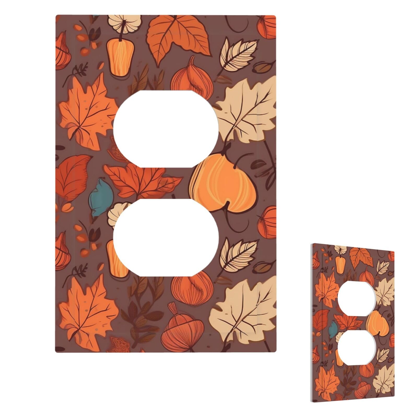 Fall Wall Plate Cover Duplex, Modern Decorative Light Switch Cover Unbreakable Receptacle Outlet Covers for Living Room Bedroom Decor