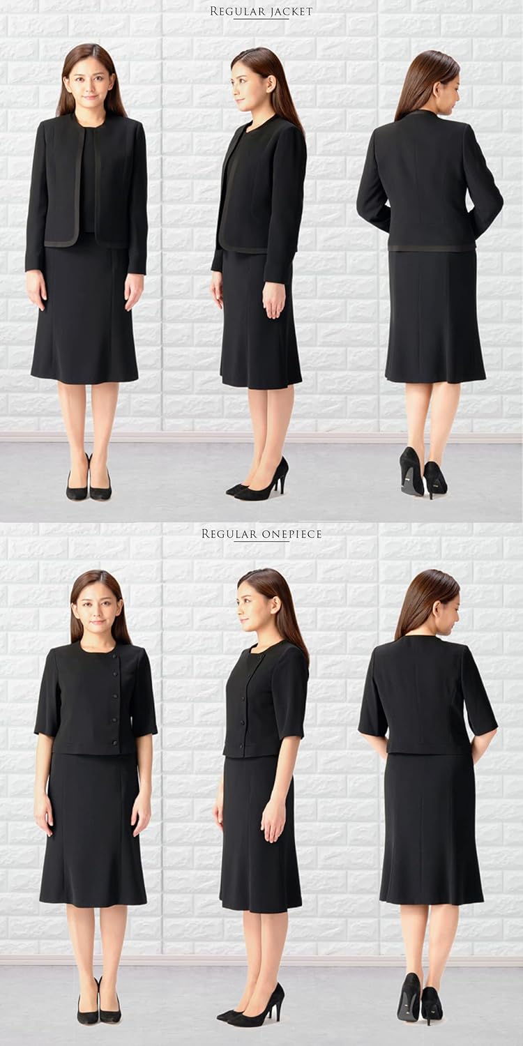 [マーガレット　ゴールド] ブラックフォーマル レディース 喪服 アンサンブル 前開きワンピース 礼服 m415-23