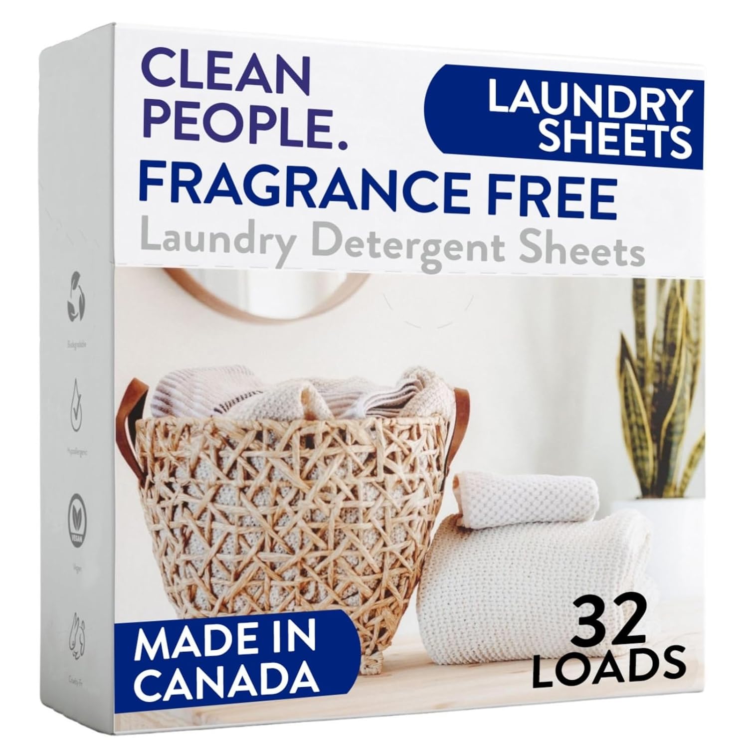 The Clean People Fragrance Free Laundry Detergent Sheets - Laundry Soap - Ultra Concentrated Recyclable Packaging Stain Fighting