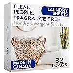 The Clean People Fragrance Free Laundry Detergent Sheets - Laundry Soap - Ultra Concentrated, Recyclable Packaging, Stain Fighting - Fragrance Free, 32 Pack