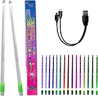 Vista 8 de Hami Baquetas con luz LED, 15 baquetas que cambian de color, soporta carga USB con llave de apertura, material de polímero de PC, práctica musical