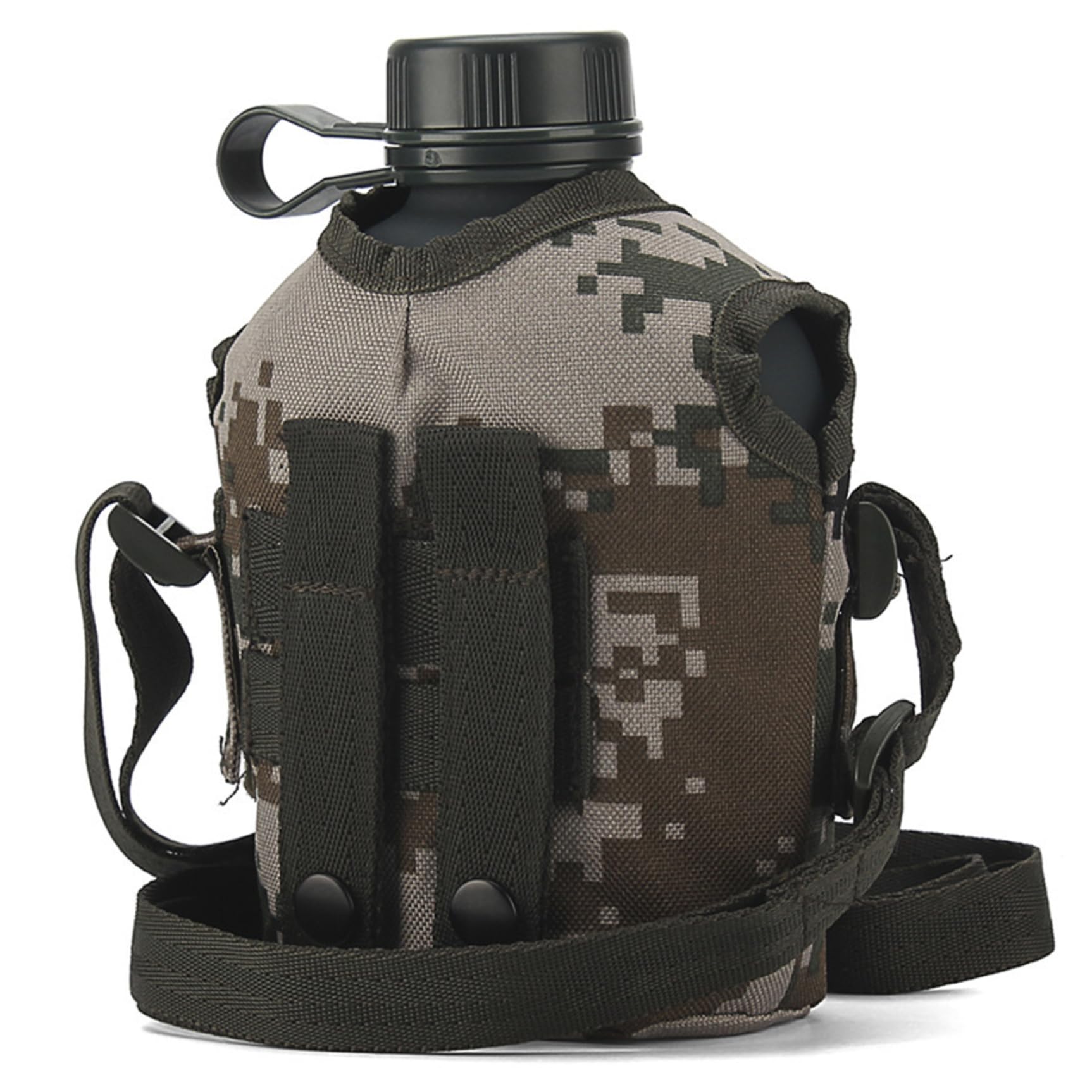 Azidweryq Camouflage Canteen 1L Leakproof Aluminum Alloy Water Canteen With Cover & Strap, Portable Multi-Functional Water Bottle For Outdoor Camping Hiking Bottle