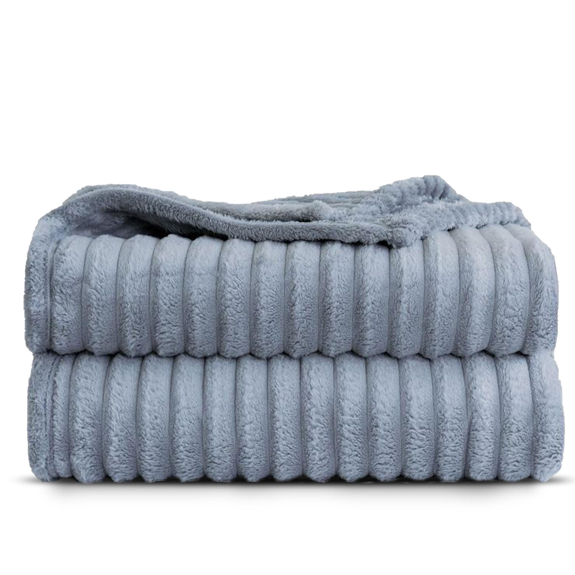 GA COMMUNICATIONS Luxury Chunky Ribbed Throw Blanket, Warm Winter Soft Cozy Bed Throws For Sofas King Size Blanket Settee Couch Armchairs Blankets Throws (Silver, 200 x 200cm)