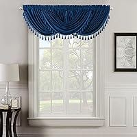 Vista 7 de Royal Tradition Cenefa de cascada de terciopelo pesado, color blanco roto (37 x 57) cenefa de ventana con bolsillo para barra