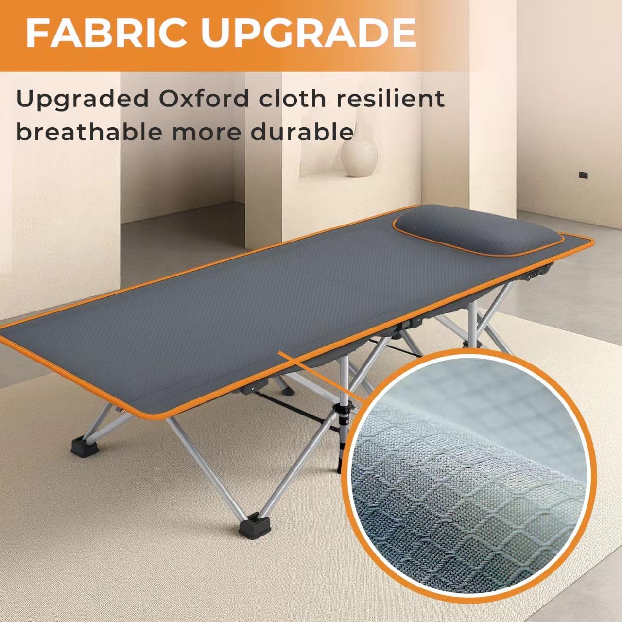 Heavy Duty Camping Cot for Adults with Mattress, 10-Leg Portable Folding Cot, Extra Stable Sleeping Cot for Camping, Travel, Tent & Indoor Use, 500 lbs Capacity (Black with folding bed for kid)