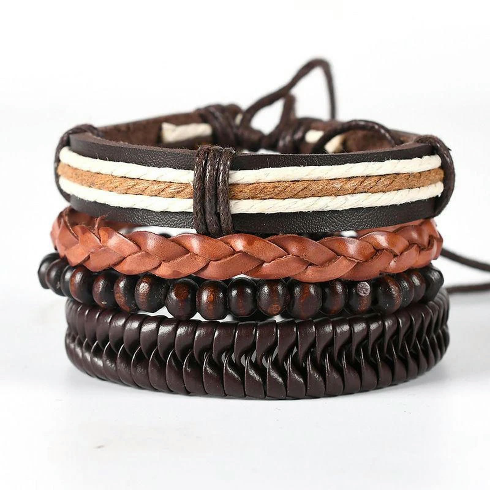 XYNSNDB Pulsera Trenzada de Cuero para Hombre