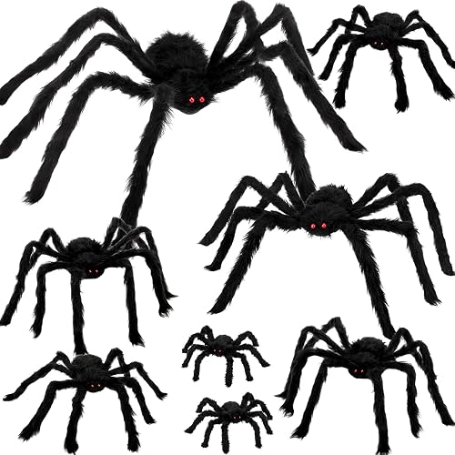 Colovis Spider Decorations, 8PCS Giant Spiders Outdoor Halloween Decorations, Realistic