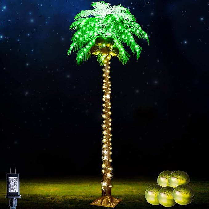 7 FT 187 LED Lighted Palm Trees for Outside Patio