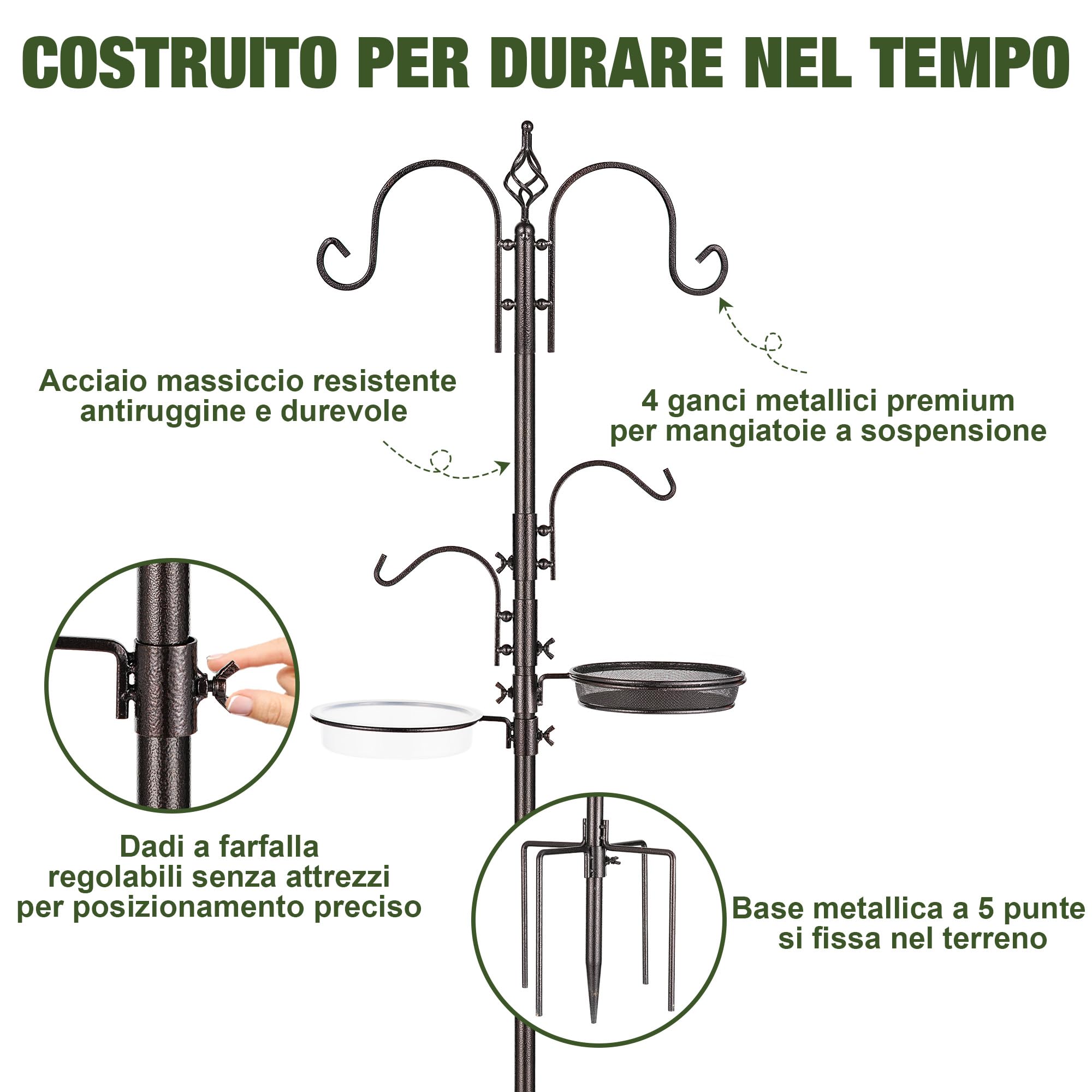 Urban Deco - Kit per mangiatoia per uccelli, per uccelli selvatici, con mangiatoia per uccelli selvatici, da appendere con mangiatoia in metallo, per attirare uccelli selvatici