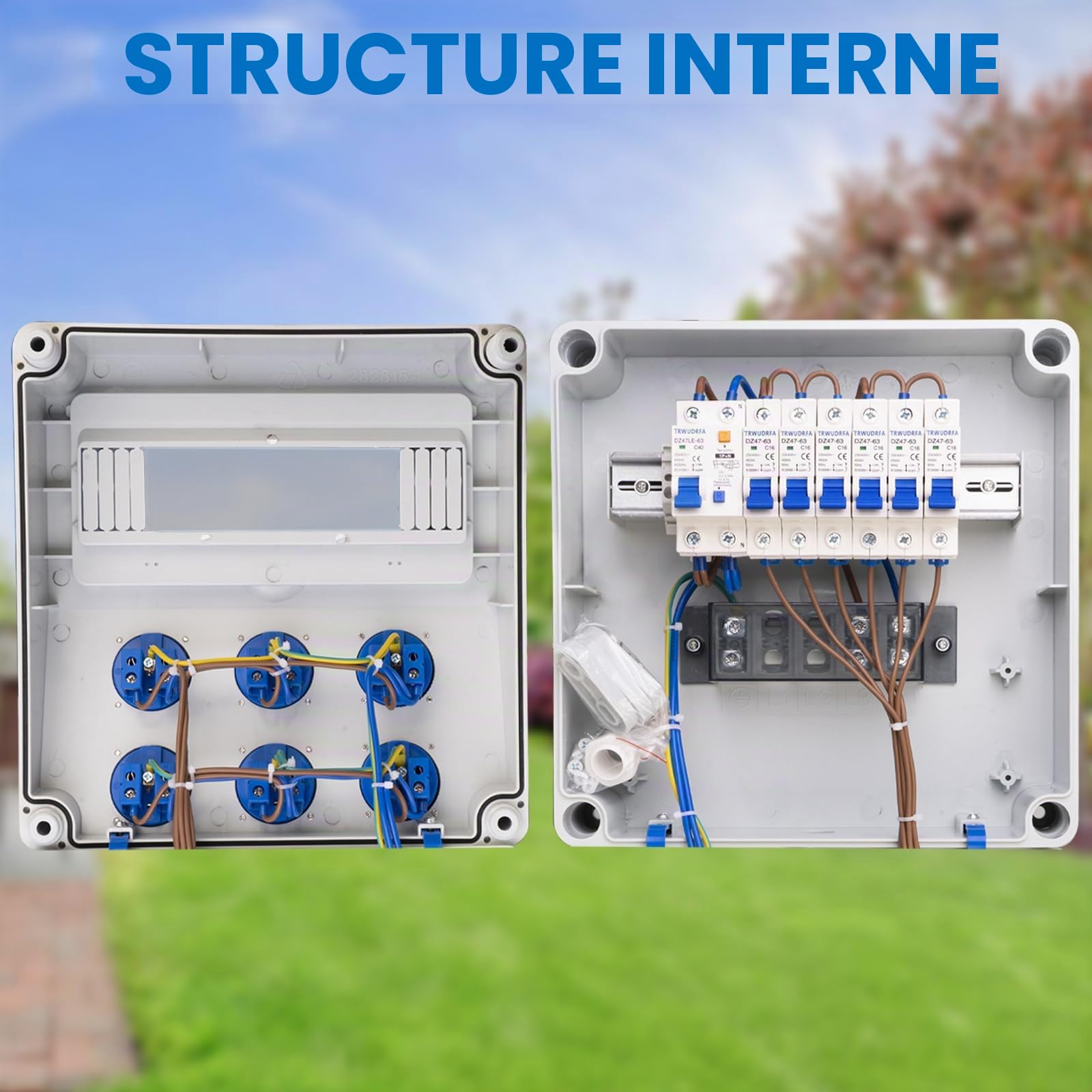 Coffret Électrique de Chantier - Distributeur électrique étanche IP65 avec disjoncteur - Répartiteur Mural avec prise IP54 250 V/16 A - Distributeur électrique à courant fort pour l'extérieur
