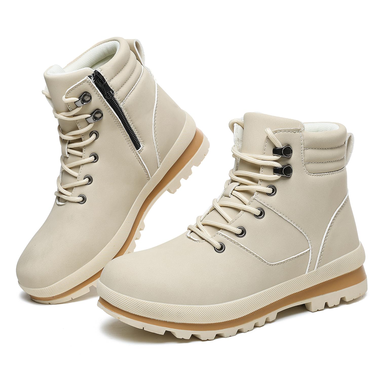 Bottes de marche pour femme - Bottes de randonnée imperméables mi-mollet à lacets légères et antidérapantes pour le trekking en plein air