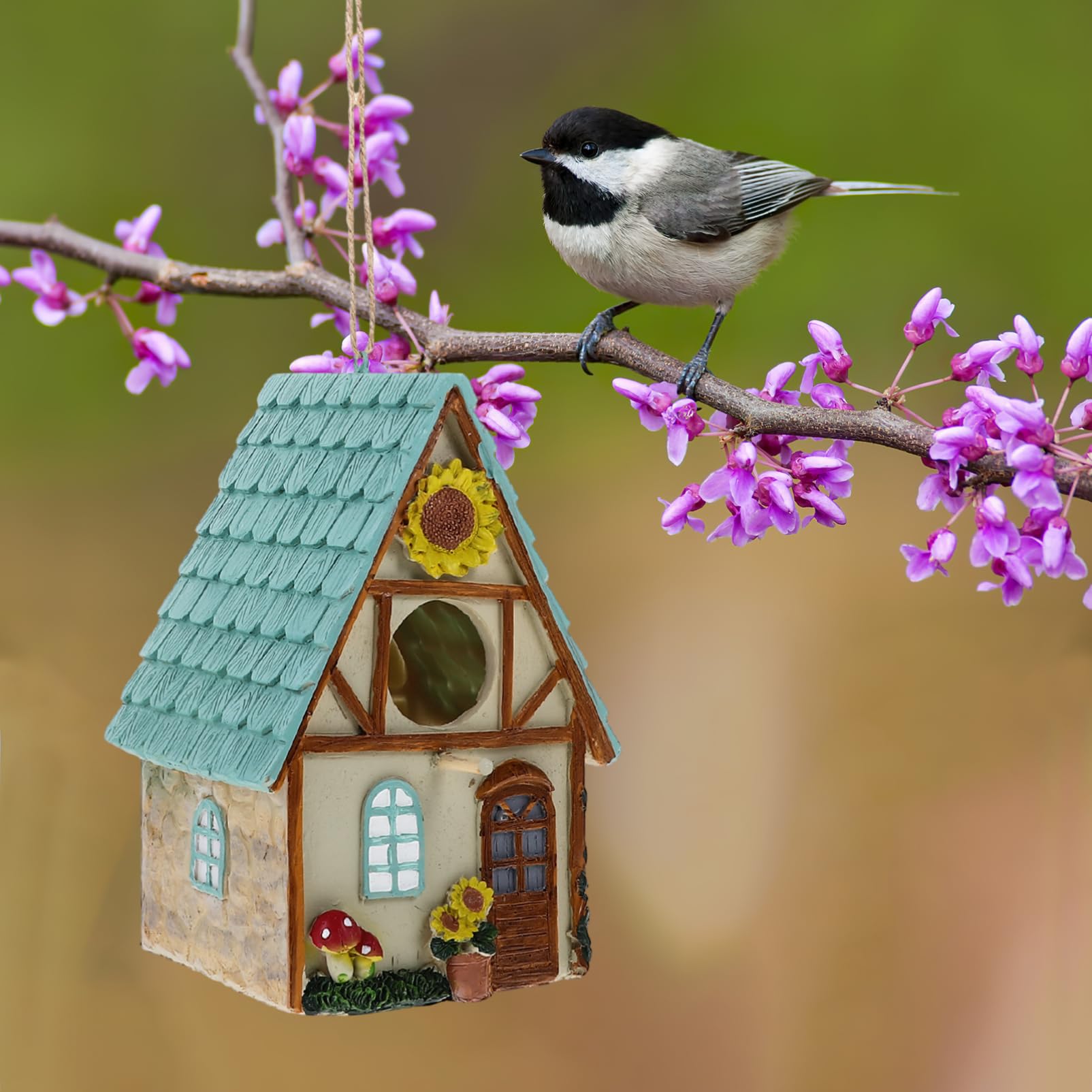 POPETPOP Nido de Pájaro Decorativo de Resina para Jardín Casa para Pájaros Nido para Loros Nido para Cría de Pájaros para Exteriores