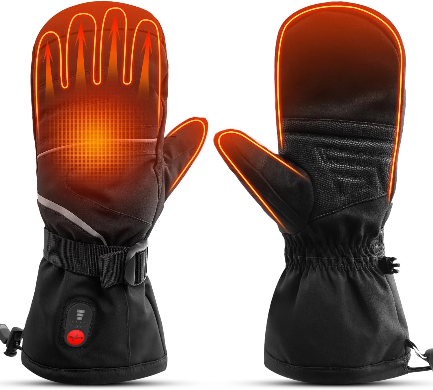 SNOW DEER Heated Mittens Gloves for Men and Women, 7.4V 2200MAH Electric Rechargeable Battery Ski for Winter Skiing Skating Snow Camping Hiking Heated Arthritis Hand Warmer Gloves