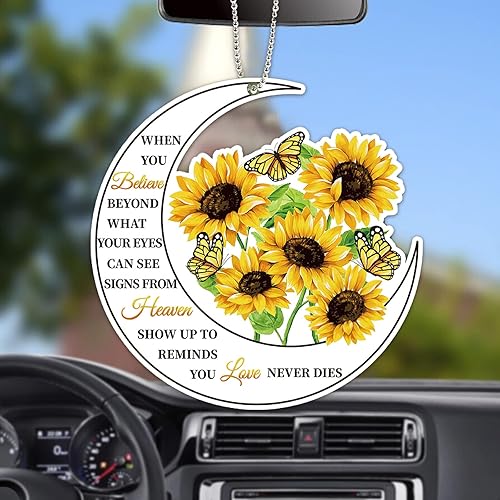 ORIGACH When You Believe - Accesorios para espejo retrovisor de automóvil, diseño de girasol, mariposa, luna, regalo de licencia de conducir para el disponible en Yaxa Venezuela