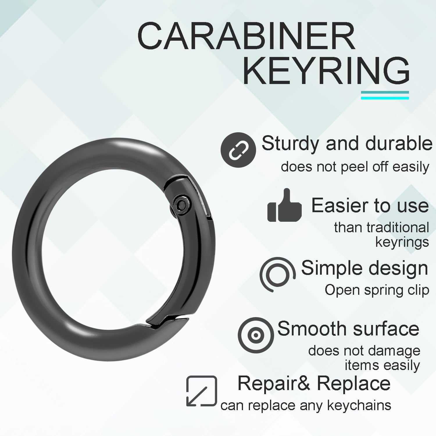 CooBigo 12 Pack Assorted Metal Round Carabiner Clip, 3/4 Inch Trigger Spring O Rings, Spring Snap Clip Hooks Replacement Purse Strap Ring, Paracord Lanyard, Keychain Rings Hardware DIY Crafts Making image 5