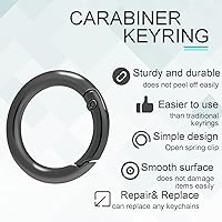 Vista 5 de Paquete de 12 mosquetones redondos de metal surtidos, anillos en O de resorte con gatillo de 3/4 de pulgada, ganchos de clip de resorte a presión