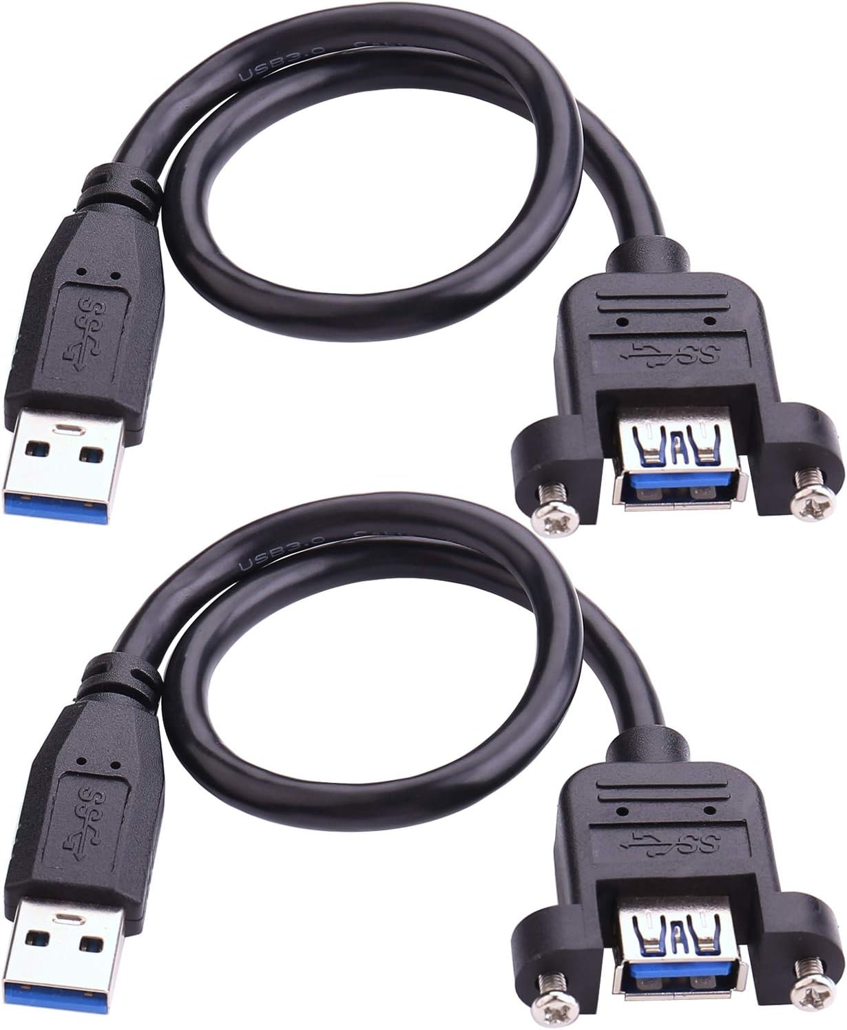 iGreely USB 3.0 Extension Cable 2Pack USB 3.0 Panel-Mount Type A Male to Type A Female Cable 1Ft/30cm