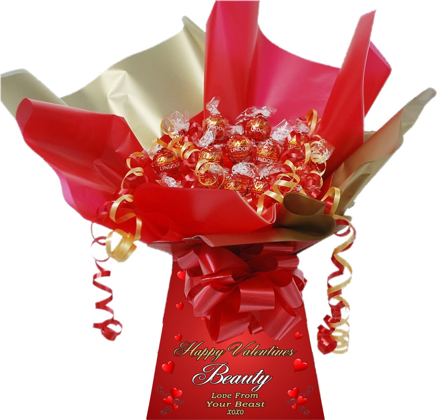 Personalised Chocolate Gift Hamper Bouquet Compatible With (LINDOR) RED