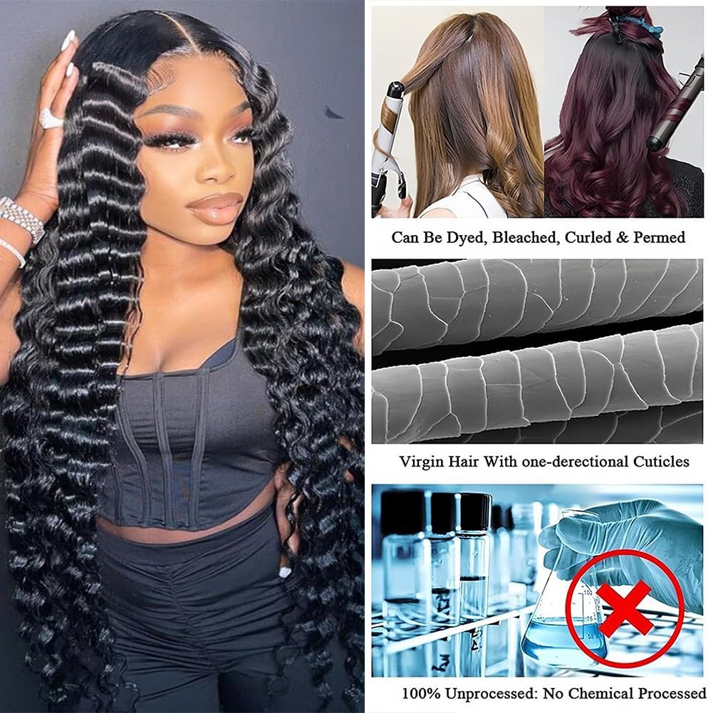 Amella Human Hair Bundles Loose Deep Wave Bundles 16Inch 100% Unprocessed Brazilian Virgin Loose Deep Wave Human Hair Bundles Black Color