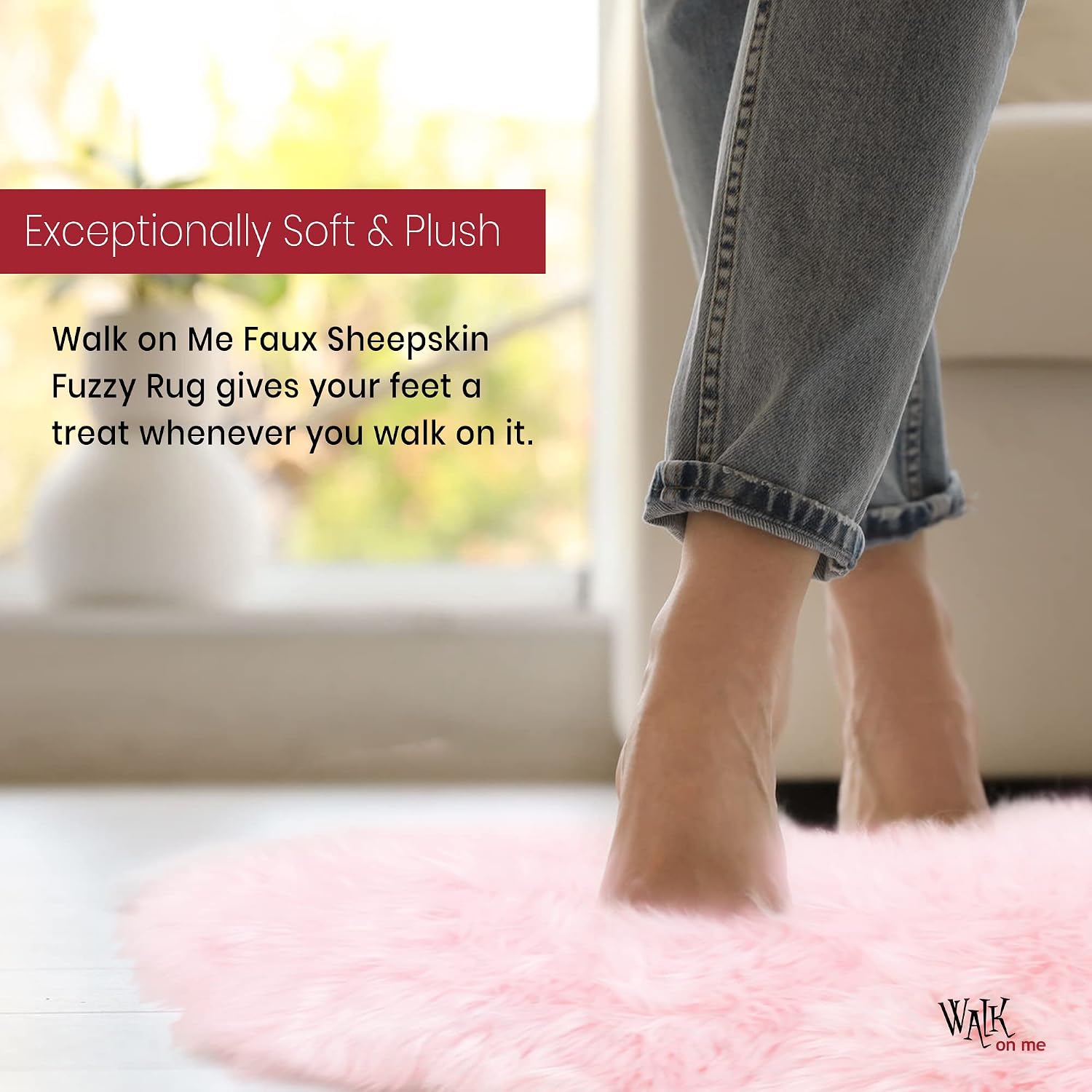Walk On Me Faux Fur Heart Shaggy Area Rug, 2.5 ft. x 3 ft., Pink, Machine Washable, Non-Slip Backing