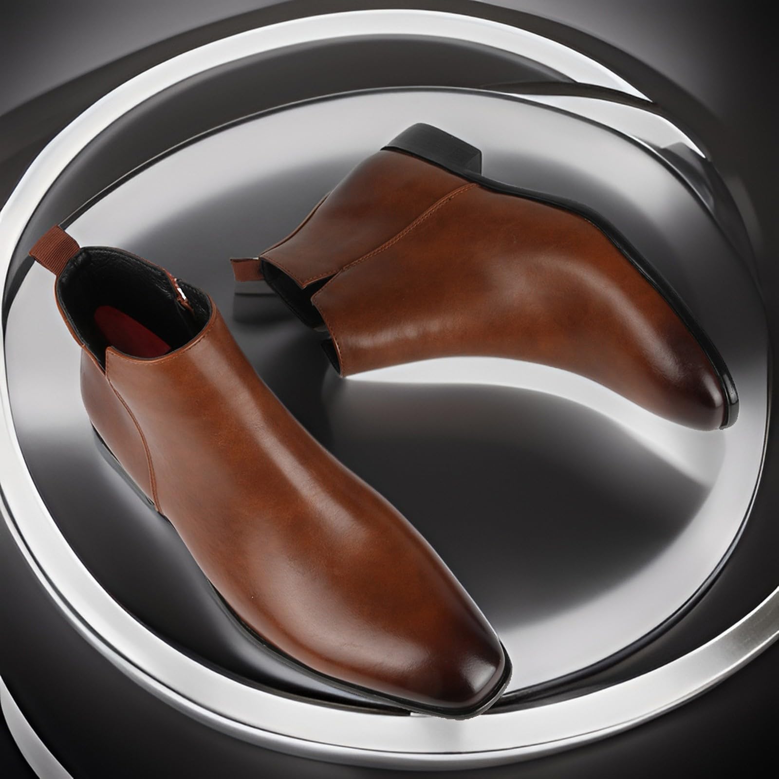 Scarpe Uomo D Affari Cuocere Confortevoli - Stivali di grandi dimensioni da uomo Sneaker Piccolo Tacco Scarpa Casual Sneakers Senza Lacci Stivaletti Punta Punta A Punta A Punta A Punta Stivali Moda