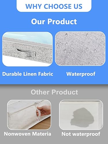 Miniatura 4 de Almacenamiento de perfil bajo debajo de la cama, contenedores plegables de 3 pulgadas de alto con tapa y cremallera, sin estructura, organizador de