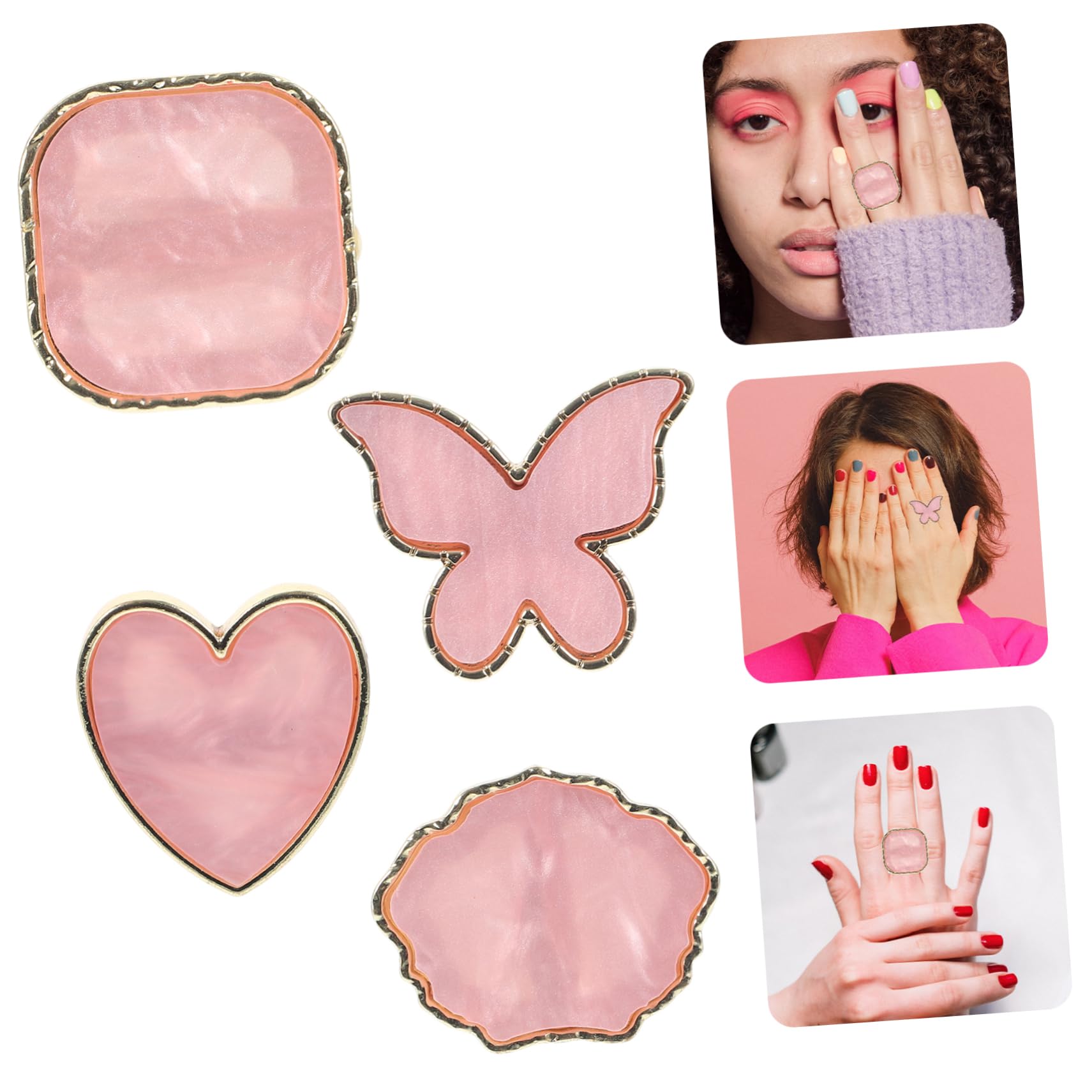 minkissy Paleta japonesa de imitación de conchas, 20 unidades, paleta de esmalte de uñas, herramientas de uñas, paletas de uñas, paletas de arte de uñas, placas de color, bandeja de corazón, aleación