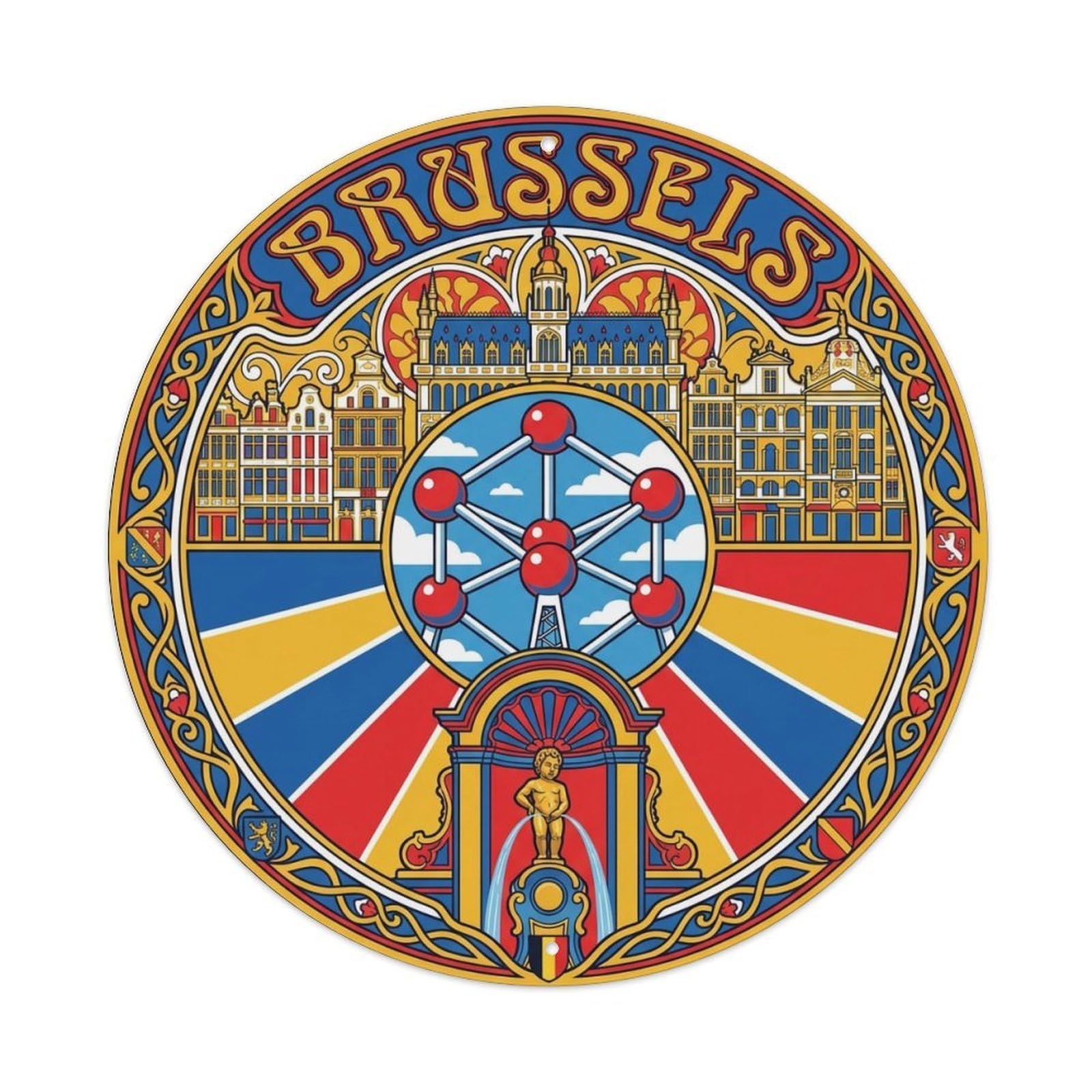 Vintage Travel Belgium Brussels Metal Tin Sign