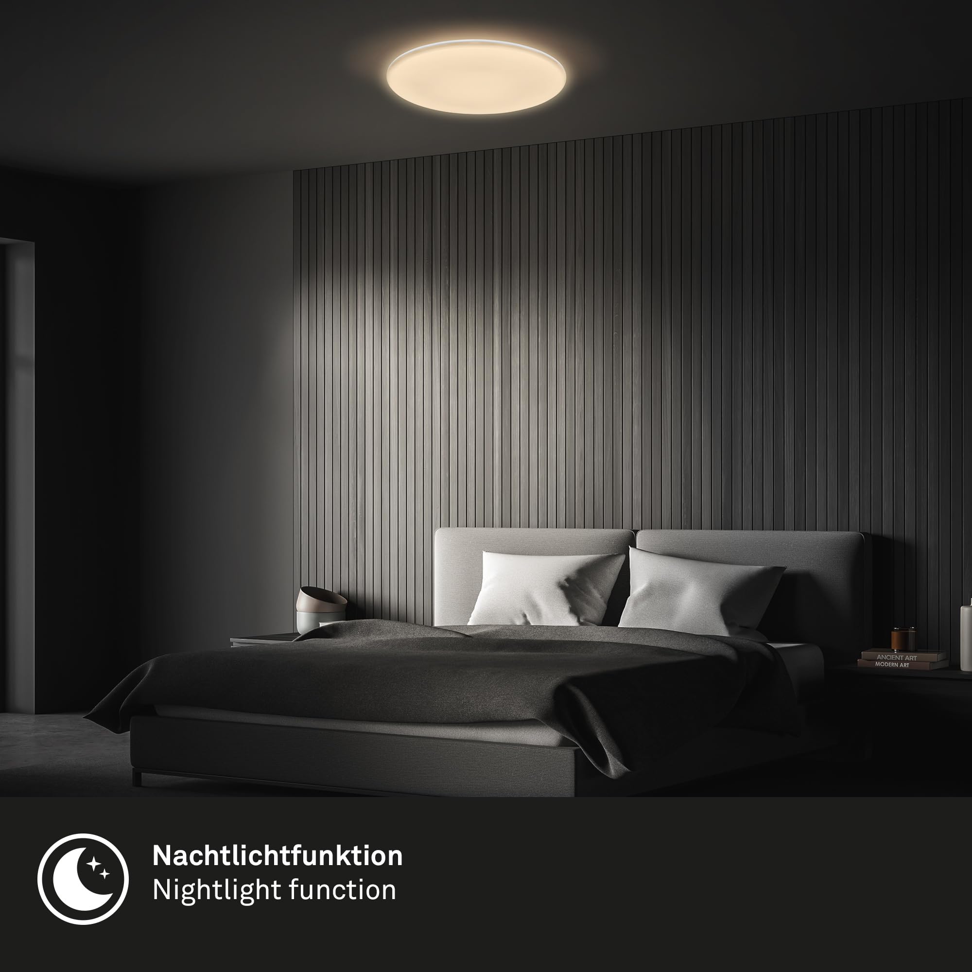 BRILONER - Plafoniera LED per bagno a luce indiretta, telecomando, protezione da polvere e spruzzi d'acqua, plafoniera LED, lampada da bagno, 35 x 5,5 cm, bianco
