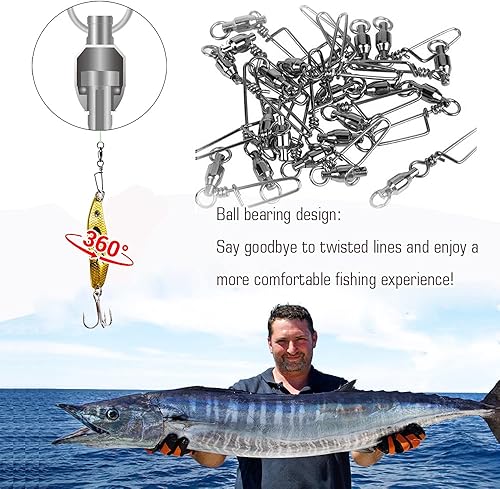 Miniatura 5 de AMYSPORTS Conector de agua salada de pesca giratorio de alta resistencia Broches giratorios de agua dulce Rodamiento de bolas de pesca Giratorios de
