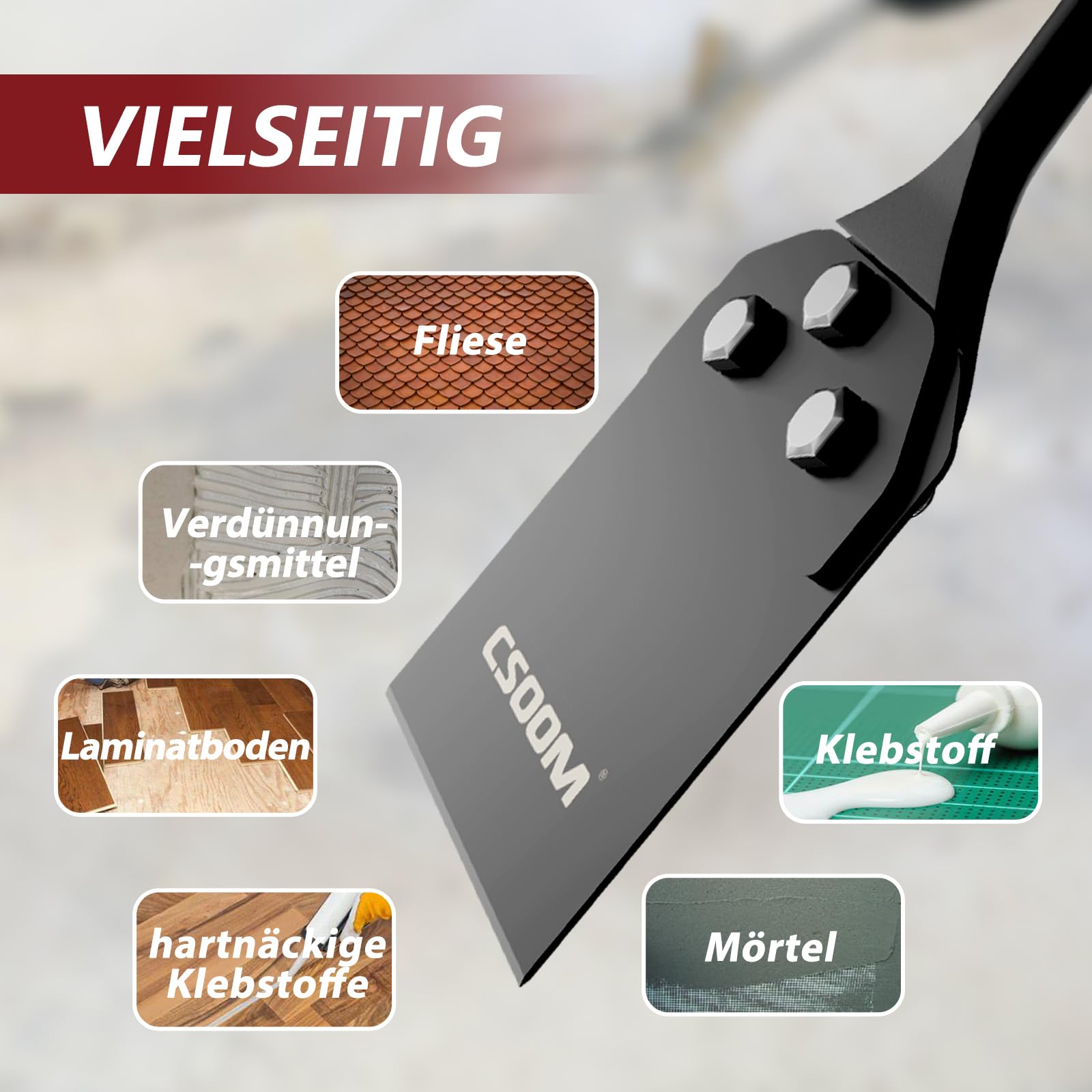 Scalpello SDS-Plus CSOOM 100 Mm Con Lama Ricambio - Per Pavimenti, Colla E Piastrelle - Foto 3