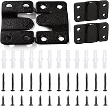 VooGenzek 6 Pieces Heavy Duty Picture Frame Hanger, Interlocking Picture Hanger, Flush-Mounted Concealed Bracket, Stainless Steel Furniture Connector Hooks, with Screws, Black, 54 x 30 mm