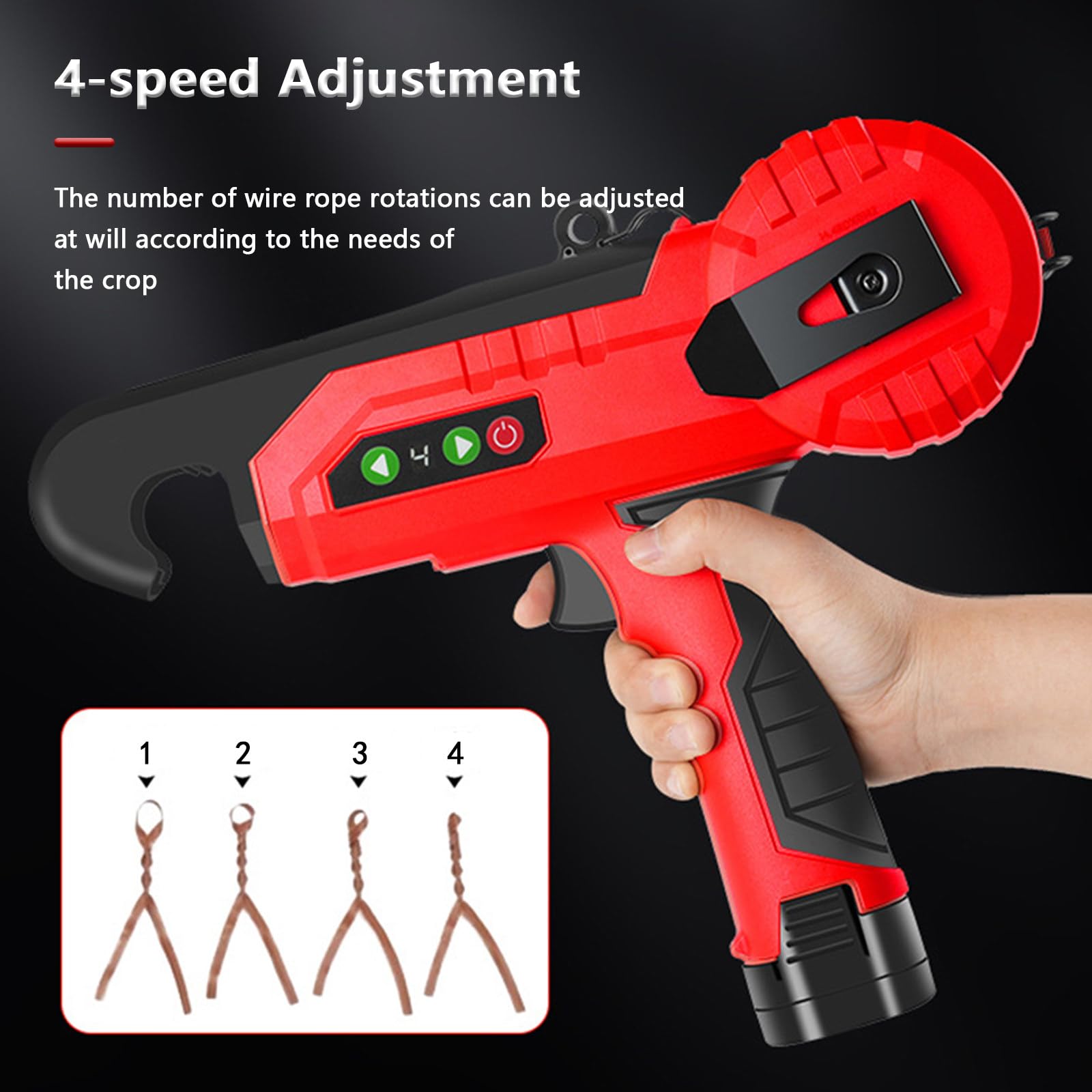 Attrezzo Elettrico per Nastro per Vigneto, Legatrice Automatica per Filo di Pomodoro con Regolazione a 4 Marce, Strumento per Legare Vigneto Portatile per Pomodoro UVA Verdure Fiore