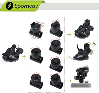 S40 Dash Cam Suction Mount (3rd Gen) with10pcs 360 Rotating Joints Compatible for Rexing, Old Shark, Yi, TOGUARD, Compark, Kingslim, Crosstour and Most Dash Cameras, DVR, GPS