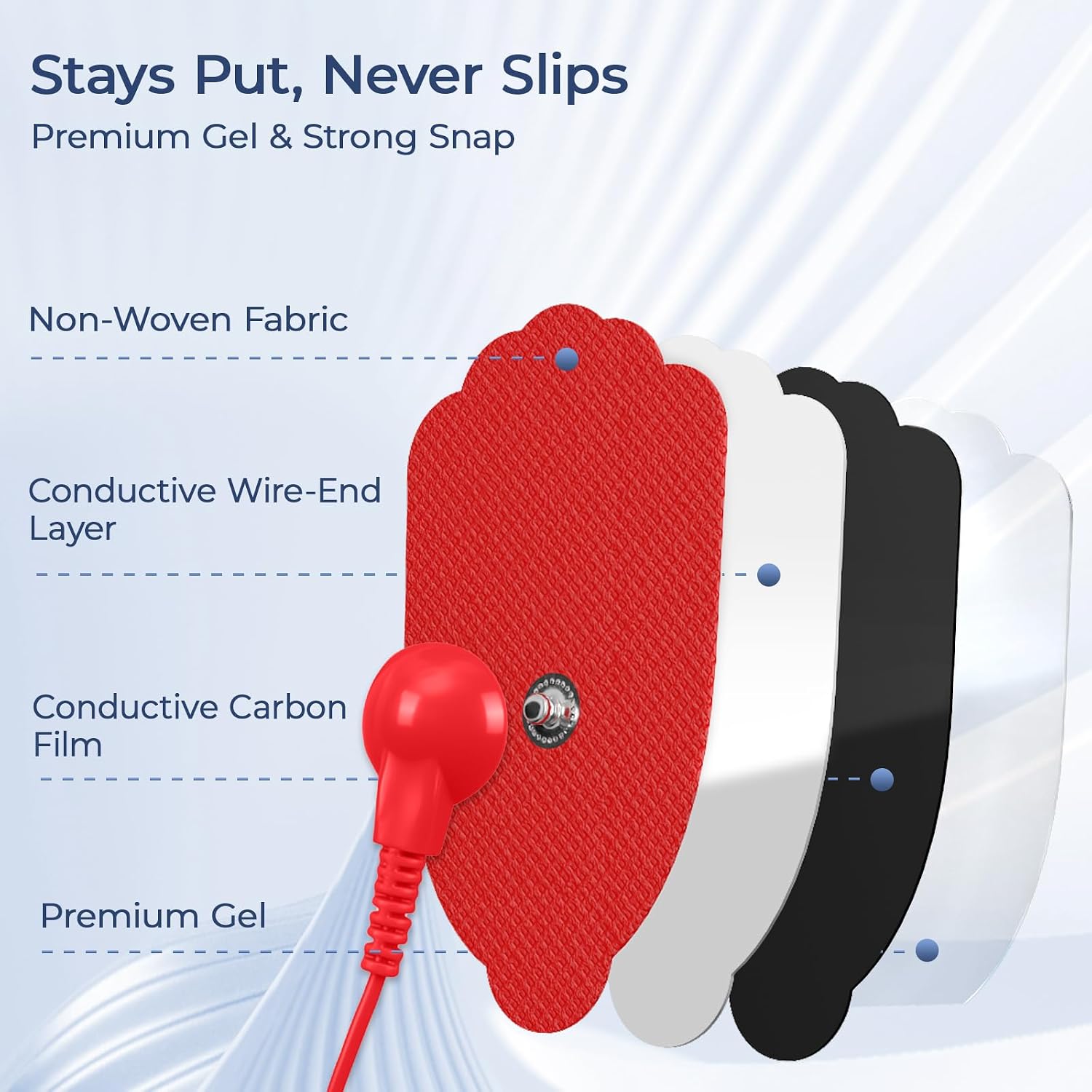 KingPavonini TENS Unit Electrode Pads, Compatible with Model B2501, SM9055, 3.5mm Snap Connection TENS Replacement Pads (20PCS)