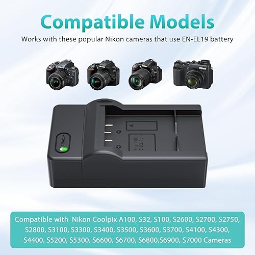 Miniatura 4 de LP EN-EL19 Cargador de batería USB-C para Nikon Coolpix A100 S33 S100 S2750 S2800 S3300 S3400 S3500 S3600 S4200 S4300 S4400 S5200 S5300 S640 0 S6500