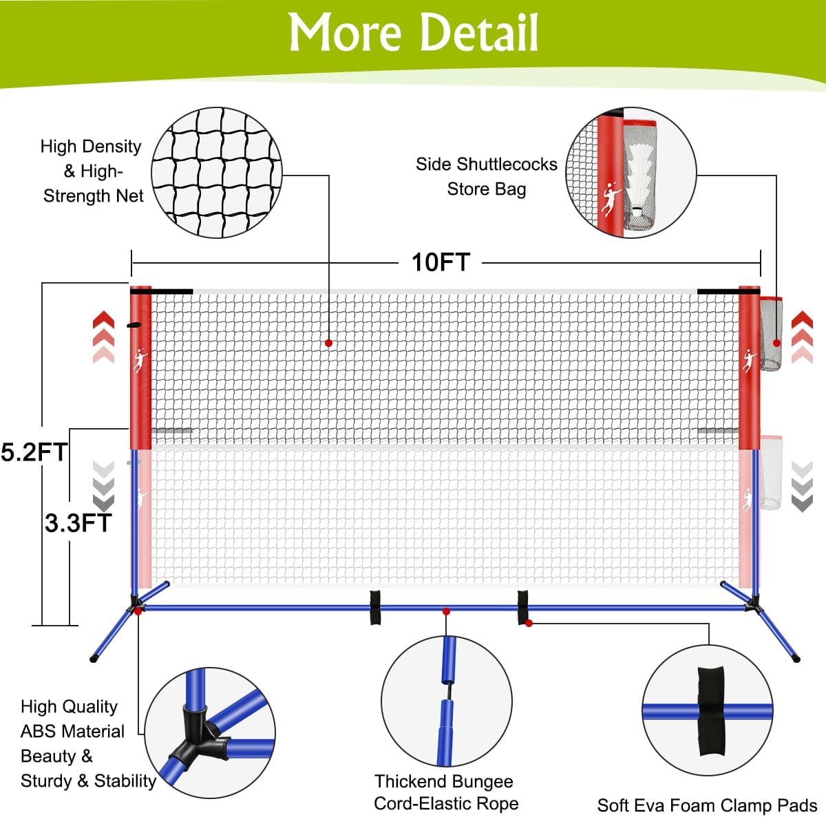 Pickleball Badminton Net Set Backyards, Portable Volleyball Combo Set with Adjustable Net for Indoor Outdoor