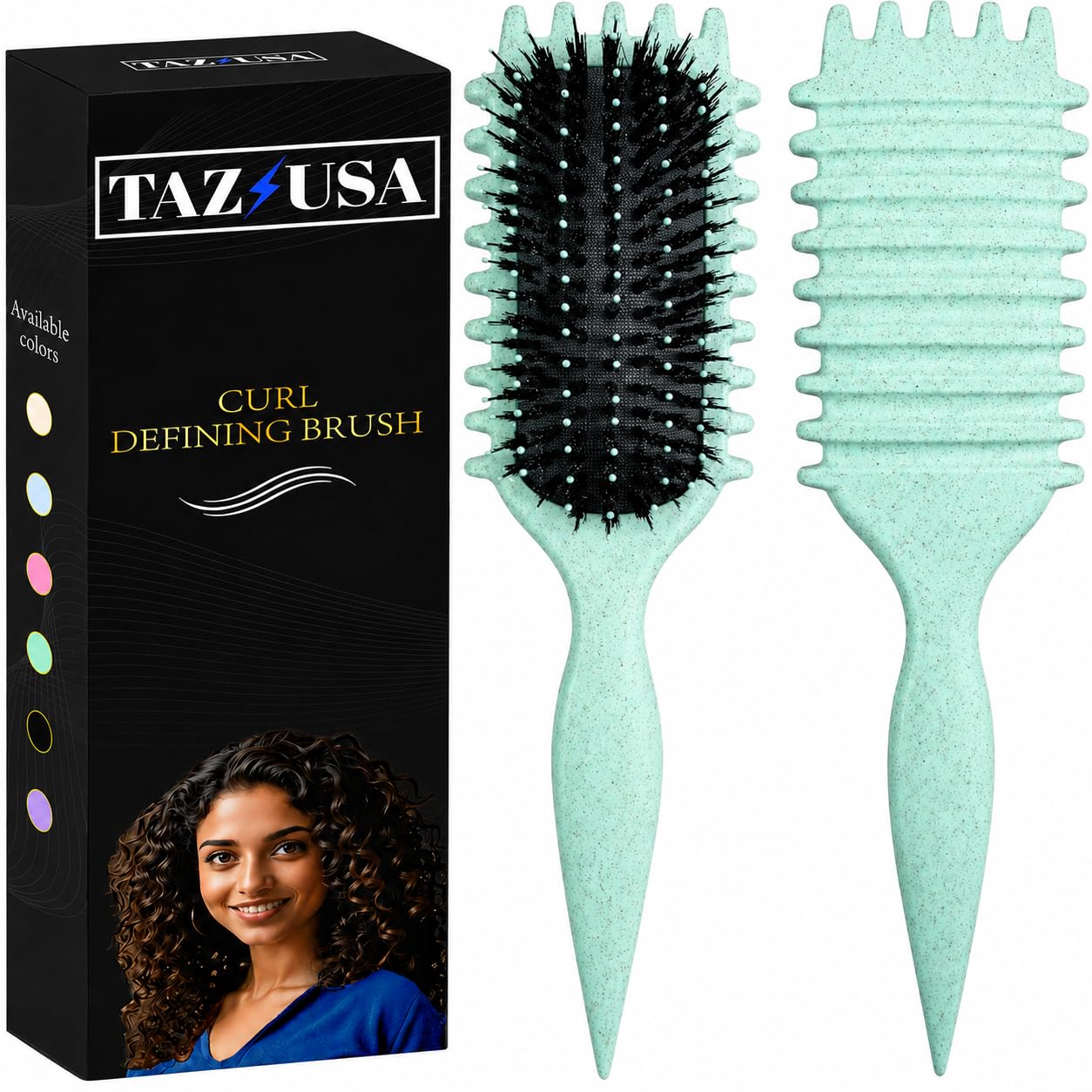 Cepillo para definir rizos, cepillo de pelo rizado para cabello rizado húmedo para dar forma y definir cuerdos para mujeres y hombres, cepillos de definición para cabello rizado (verde)