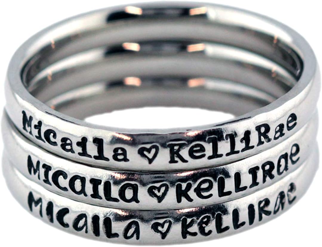 3mm Stackable Stainless Steel Personalized Custom Stacking Name Ring(s)