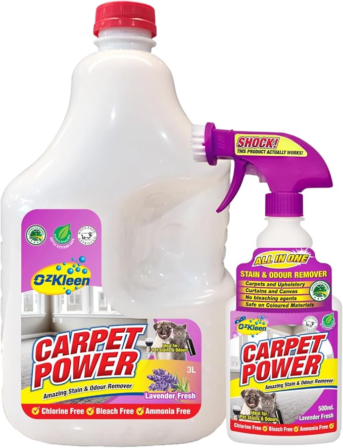 OzKleen Carpet Power 3LTR + 500ml FREE PROMOTION Carpet Stain Remover & Odour Eliminator