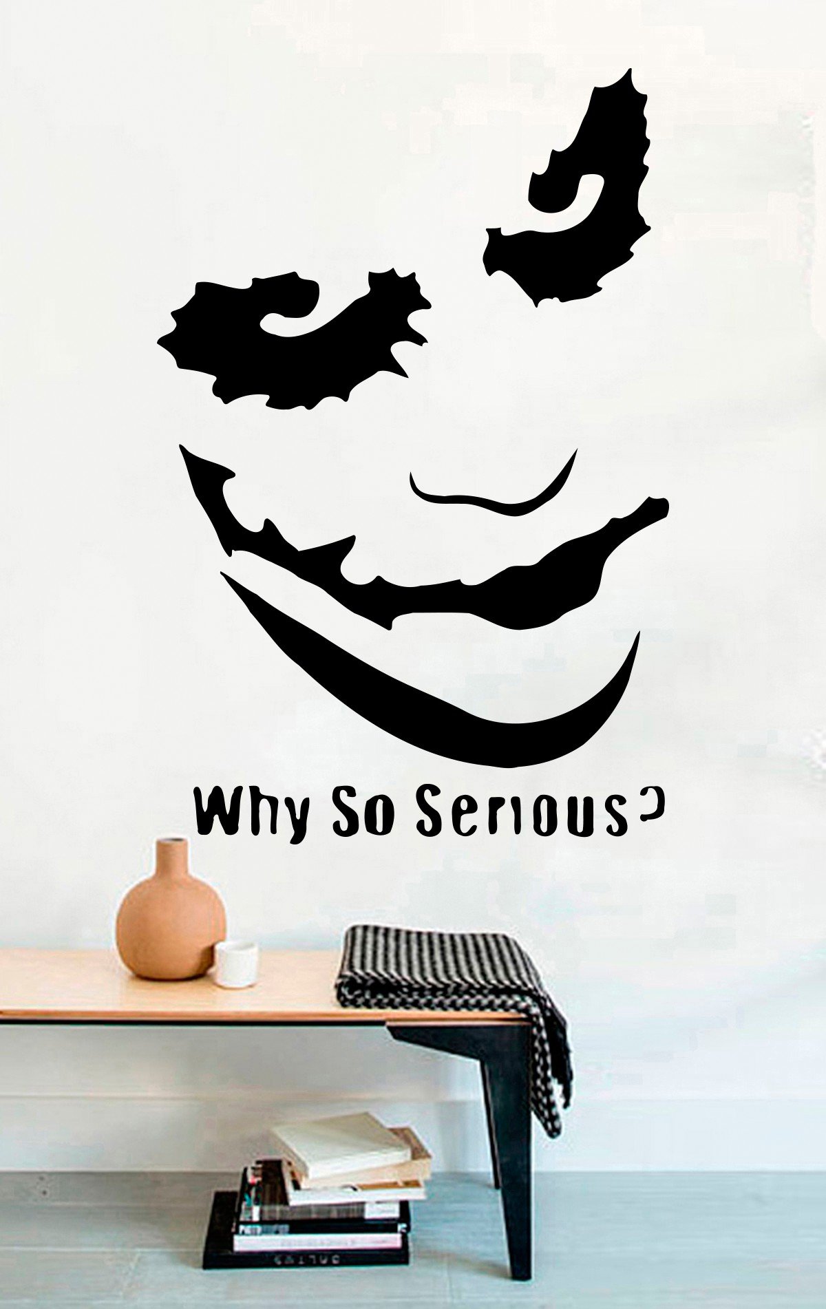 Superhero Vinyl Wall Decals Joker Face Why so Serious Vinyl Decor Stickers MK5513